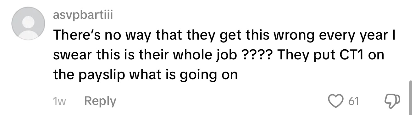 asvpbartiii, on TikTok: There's no way that they get this wrong every year I swear this is their whole job ???? They put CT1 on the payslip what is going on