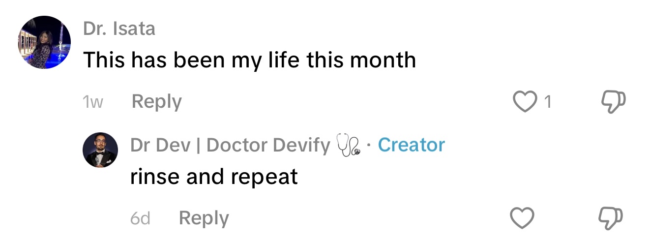 Dr. Isata, on TikTok: This has been my life this month. Rinse and repeat.