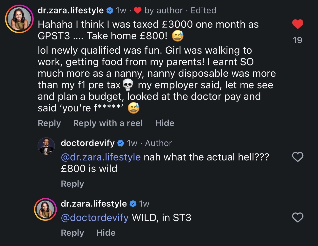 dr.zara.lifestyle, on Instagram: Hahaha I think I was taxed £3000 one month as GPST3 .... Take home £800!
